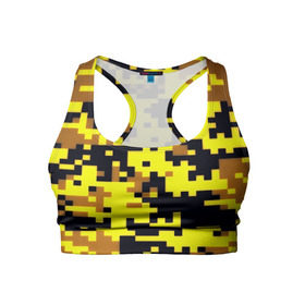 Женский спортивный топ 3D с принтом Пиксели в Тюмени, 82% полиэстер, 18% спандекс Ткань безопасна для здоровья, позволяет коже дышать, не мнется и не растягивается |  | военная тематика | камуфляж | милитари