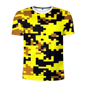 Мужская футболка 3D спортивная с принтом Пиксели в Тюмени, 100% полиэстер с улучшенными характеристиками | приталенный силуэт, круглая горловина, широкие плечи, сужается к линии бедра | военная тематика | камуфляж | милитари