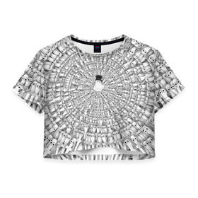 Женская футболка 3D укороченная с принтом Хатифнатты в Тюмени, 100% полиэстер | круглая горловина, длина футболки до линии талии, рукава с отворотами | moomins | мумми тролль | папа