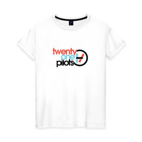 Женская футболка хлопок с принтом TwentyONE PILOTS в Тюмени, 100% хлопок | прямой крой, круглый вырез горловины, длина до линии бедер, слегка спущенное плечо | 21 | blurryface | music | twenty one pilots