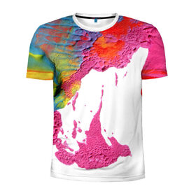 Мужская футболка 3D спортивная с принтом Абстракционизм 3 в Тюмени, 100% полиэстер с улучшенными характеристиками | приталенный силуэт, круглая горловина, широкие плечи, сужается к линии бедра | абстракция | узор | цвет | яркий