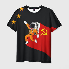 Мужская футболка 3D с принтом Гагарин в Тюмени, 100% полиэфир | прямой крой, круглый вырез горловины, длина до линии бедер | Тематика изображения на принте: день | космонавтики | космос