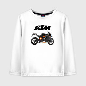 Детский лонгслив хлопок с принтом KTM 6 в Тюмени, 100% хлопок | круглый вырез горловины, полуприлегающий силуэт, длина до линии бедер | ktm | moto | катээм | ктм | мото | мотоцикл | мотоциклы