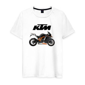 Мужская футболка хлопок с принтом KTM 6 в Тюмени, 100% хлопок | прямой крой, круглый вырез горловины, длина до линии бедер, слегка спущенное плечо. | Тематика изображения на принте: ktm | moto | катээм | ктм | мото | мотоцикл | мотоциклы