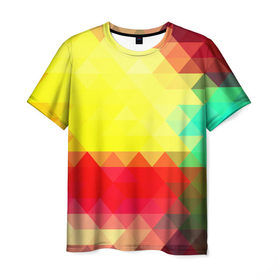 Мужская футболка 3D с принтом Polygon в Тюмени, 100% полиэфир | прямой крой, круглый вырез горловины, длина до линии бедер | геометрия | паттерн | полигоны | разноцветный | треугольники | яркий