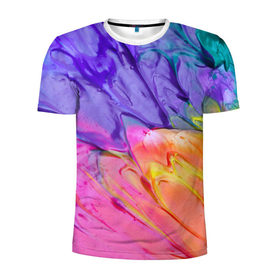 Мужская футболка 3D спортивная с принтом Абстракционизм 6 в Тюмени, 100% полиэстер с улучшенными характеристиками | приталенный силуэт, круглая горловина, широкие плечи, сужается к линии бедра | Тематика изображения на принте: краска | мазки | разноцветный | яркий