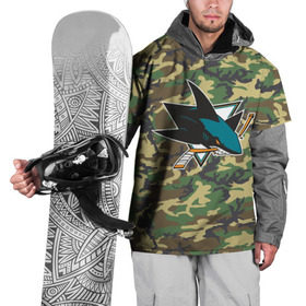 Накидка на куртку 3D с принтом Sharks Camouflage в Тюмени, 100% полиэстер |  | camouflage | hockey | nhl | san jose sharks | нхл | хоккей
