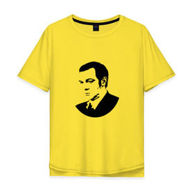 Мужская футболка хлопок Oversize с принтом Муслим Магомаев в Тюмени, 100% хлопок | свободный крой, круглый ворот, “спинка” длиннее передней части | 