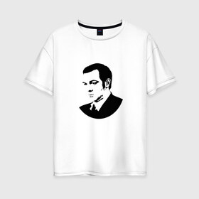 Женская футболка хлопок Oversize с принтом Муслим Магомаев в Тюмени, 100% хлопок | свободный крой, круглый ворот, спущенный рукав, длина до линии бедер
 | 