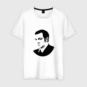 Мужская футболка хлопок с принтом Муслим Магомаев в Тюмени, 100% хлопок | прямой крой, круглый вырез горловины, длина до линии бедер, слегка спущенное плечо. | Тематика изображения на принте: 