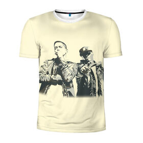 Мужская футболка 3D спортивная с принтом Эминем и 50 центов в Тюмени, 100% полиэстер с улучшенными характеристиками | приталенный силуэт, круглая горловина, широкие плечи, сужается к линии бедра | 50 cent | 50 центов | eminem | rap | музыка | рэп | эминем