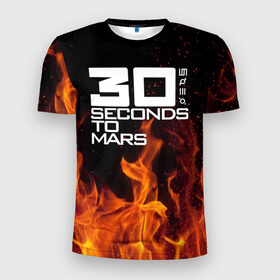 Мужская футболка 3D спортивная с принтом 30 seconds to mars fire в Тюмени, 100% полиэстер с улучшенными характеристиками | приталенный силуэт, круглая горловина, широкие плечи, сужается к линии бедра | Тематика изображения на принте: jared leto