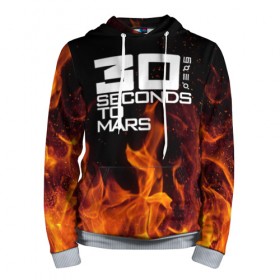 Мужская толстовка 3D с принтом 30 seconds to mars fire в Тюмени, 100% полиэстер | двухслойный капюшон со шнурком для регулировки, мягкие манжеты на рукавах и по низу толстовки, спереди карман-кенгуру с мягким внутренним слоем. | Тематика изображения на принте: jared leto