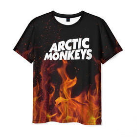 Мужская футболка 3D с принтом Arctic Monkeys fire в Тюмени, 100% полиэфир | прямой крой, круглый вырез горловины, длина до линии бедер | Тематика изображения на принте: 