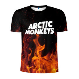 Мужская футболка 3D спортивная с принтом Arctic Monkeys fire в Тюмени, 100% полиэстер с улучшенными характеристиками | приталенный силуэт, круглая горловина, широкие плечи, сужается к линии бедра | Тематика изображения на принте: 