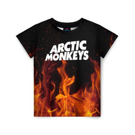 Детская футболка 3D с принтом Arctic Monkeys fire в Тюмени, 100% гипоаллергенный полиэфир | прямой крой, круглый вырез горловины, длина до линии бедер, чуть спущенное плечо, ткань немного тянется | Тематика изображения на принте: 