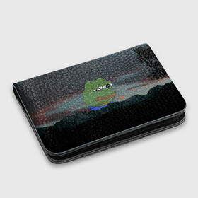 Картхолдер с принтом с принтом Sad frog в Тюмени, натуральная матовая кожа | размер 7,3 х 10 см; кардхолдер имеет 4 кармана для карт; | Тематика изображения на принте: pepe | пепе