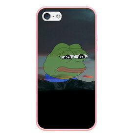 Чехол для iPhone 5/5S матовый с принтом Sad frog в Тюмени, Силикон | Область печати: задняя сторона чехла, без боковых панелей | pepe | пепе