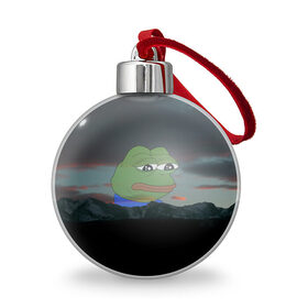 Ёлочный шар с принтом Sad frog в Тюмени, Пластик | Диаметр: 77 мм | pepe | пепе