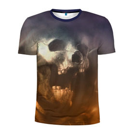 Мужская футболка 3D спортивная с принтом Doom в Тюмени, 100% полиэстер с улучшенными характеристиками | приталенный силуэт, круглая горловина, широкие плечи, сужается к линии бедра | Тематика изображения на принте: doom | skull | slayer | палач | скелет | череп
