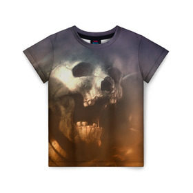 Детская футболка 3D с принтом Doom в Тюмени, 100% гипоаллергенный полиэфир | прямой крой, круглый вырез горловины, длина до линии бедер, чуть спущенное плечо, ткань немного тянется | Тематика изображения на принте: doom | skull | slayer | палач | скелет | череп