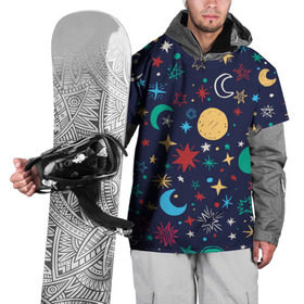 Накидка на куртку 3D с принтом Звездное небо в Тюмени, 100% полиэстер |  | абстракция | арт | звезды | космос | луна | месяц | небо | планеты