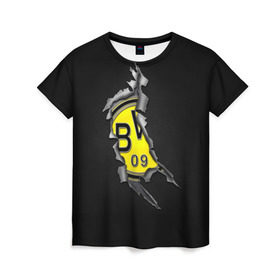 Женская футболка 3D с принтом BVB в Тюмени, 100% полиэфир ( синтетическое хлопкоподобное полотно) | прямой крой, круглый вырез горловины, длина до линии бедер | боруссия | дортмунд