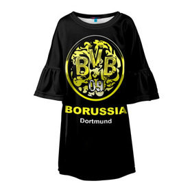 Детское платье 3D с принтом Borussia Dortmund в Тюмени, 100% полиэстер | прямой силуэт, чуть расширенный к низу. Круглая горловина, на рукавах — воланы | боруссия | дортмунд