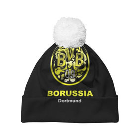 Шапка 3D c помпоном с принтом Borussia Dortmund в Тюмени, 100% полиэстер | универсальный размер, печать по всей поверхности изделия | боруссия | дортмунд