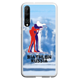 Чехол для Honor P30 с принтом Biathlon russia в Тюмени, Силикон | Область печати: задняя сторона чехла, без боковых панелей | биатлон
