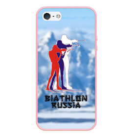 Чехол для iPhone 5/5S матовый с принтом Biathlon russia в Тюмени, Силикон | Область печати: задняя сторона чехла, без боковых панелей | биатлон