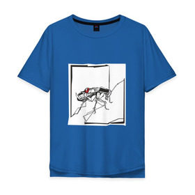 Мужская футболка хлопок Oversize с принтом Превращение Замзы в Тюмени, 100% хлопок | свободный крой, круглый ворот, “спинка” длиннее передней части | арт | грегор замза | кафка | линии | превращение | таракан | черно белый | яблоко