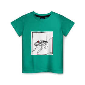 Детская футболка хлопок с принтом Превращение Замзы в Тюмени, 100% хлопок | круглый вырез горловины, полуприлегающий силуэт, длина до линии бедер | арт | грегор замза | кафка | линии | превращение | таракан | черно белый | яблоко