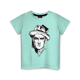 Детская футболка хлопок с принтом Маяковский в Тюмени, 100% хлопок | круглый вырез горловины, полуприлегающий силуэт, длина до линии бедер | автограф | арт | владимир | маяковский | портрет | поэт | черно белый | шляпа