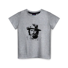 Детская футболка хлопок с принтом джони депп в Тюмени, 100% хлопок | круглый вырез горловины, полуприлегающий силуэт, длина до линии бедер | Тематика изображения на принте: депп | джони | джонни
