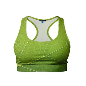 Женский спортивный топ 3D с принтом Листик 2 в Тюмени, 82% полиэстер, 18% спандекс Ткань безопасна для здоровья, позволяет коже дышать, не мнется и не растягивается |  | зеленый | зелень | лист | природа | растения