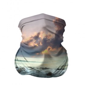 Бандана-труба 3D с принтом Берег 3 в Тюмени, 100% полиэстер, ткань с особыми свойствами — Activecool | плотность 150‒180 г/м2; хорошо тянется, но сохраняет форму | берег | вода | камни | море | небо | природа | скалы