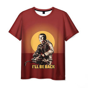 Мужская футболка 3D с принтом Сталин: I`ll Be Back в Тюмени, 100% полиэфир | прямой крой, круглый вырез горловины, длина до линии бедер | история | о.м.с.к. | революция | ссср | сталин | супергерои