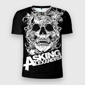 Мужская футболка 3D спортивная с принтом Asking Alexandria в Тюмени, 100% полиэстер с улучшенными характеристиками | приталенный силуэт, круглая горловина, широкие плечи, сужается к линии бедра | asking alexandria | музыка | рок | череп