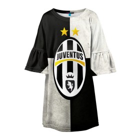 Детское платье 3D с принтом Juventus FC в Тюмени, 100% полиэстер | прямой силуэт, чуть расширенный к низу. Круглая горловина, на рукавах — воланы | juve | италия | клуб | фк | футбол | футбольный | ювентус