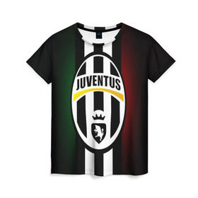 Женская футболка 3D с принтом Juventus FC в Тюмени, 100% полиэфир ( синтетическое хлопкоподобное полотно) | прямой крой, круглый вырез горловины, длина до линии бедер | juve | италия | клуб | фк | футбол | футбольный | ювентус