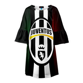 Детское платье 3D с принтом Juventus FC в Тюмени, 100% полиэстер | прямой силуэт, чуть расширенный к низу. Круглая горловина, на рукавах — воланы | juve | италия | клуб | фк | футбол | футбольный | ювентус