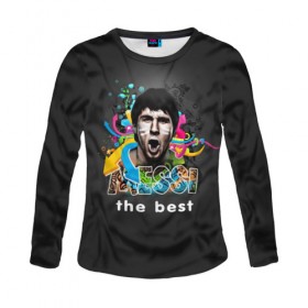 Женский лонгслив 3D с принтом Messi the best в Тюмени, 100% полиэстер | длинные рукава, круглый вырез горловины, полуприлегающий силуэт | Тематика изображения на принте: 