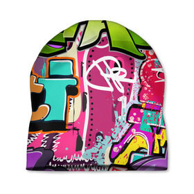 Шапка 3D с принтом Граффити в Тюмени, 100% полиэстер | универсальный размер, печать по всей поверхности изделия | Тематика изображения на принте: балон | граффити | краски | молодежь | рисунок | стена | стиль | улица | уличный образ