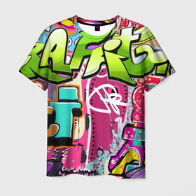Мужская футболка 3D с принтом Граффити в Тюмени, 100% полиэфир | прямой крой, круглый вырез горловины, длина до линии бедер | балон | граффити | краски | молодежь | рисунок | стена | стиль | улица | уличный образ