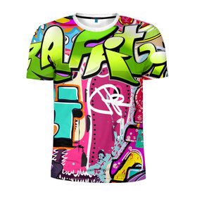 Мужская футболка 3D спортивная с принтом Граффити в Тюмени, 100% полиэстер с улучшенными характеристиками | приталенный силуэт, круглая горловина, широкие плечи, сужается к линии бедра | балон | граффити | краски | молодежь | рисунок | стена | стиль | улица | уличный образ