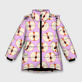 Зимняя куртка для девочек 3D с принтом Молодильные яблочки в Тюмени, ткань верха — 100% полиэстер; подклад — 100% полиэстер, утеплитель — 100% полиэстер. | длина ниже бедра, удлиненная спинка, воротник стойка и отстегивающийся капюшон. Есть боковые карманы с листочкой на кнопках, утяжки по низу изделия и внутренний карман на молнии. 

Предусмотрены светоотражающий принт на спинке, радужный светоотражающий элемент на пуллере молнии и на резинке для утяжки. | life in da trash | vogue | алена двойченкова | вог | двойченкова | егор дружинин | мига | мигель | молодильные яблочки | персики | танцы | танцы на тнт | тнт | яблоки | яблочки