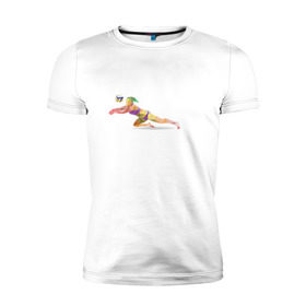 Мужская футболка премиум с принтом Волейбол геометрия в Тюмени, 92% хлопок, 8% лайкра | приталенный силуэт, круглый вырез ворота, длина до линии бедра, короткий рукав | полигоны