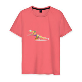 Мужская футболка хлопок с принтом Волейбол геометрия в Тюмени, 100% хлопок | прямой крой, круглый вырез горловины, длина до линии бедер, слегка спущенное плечо. | полигоны