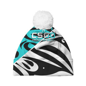 Шапка 3D c помпоном с принтом cs:go - Frontside Misty Style (Снежный вихрь) в Тюмени, 100% полиэстер | универсальный размер, печать по всей поверхности изделия | Тематика изображения на принте: ak47 | cs | csgo | frontside | misty | вихрь | го | кс | снежный